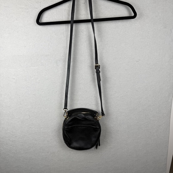 Vince Camuto Chica Round Black Genuine Pebble Leather Top Handle Crossbody Bag - Picture 3 of 12